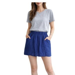 Old Navy Blue Mini Skirt Elastic Waist Casual 2 Pockets Size Medium